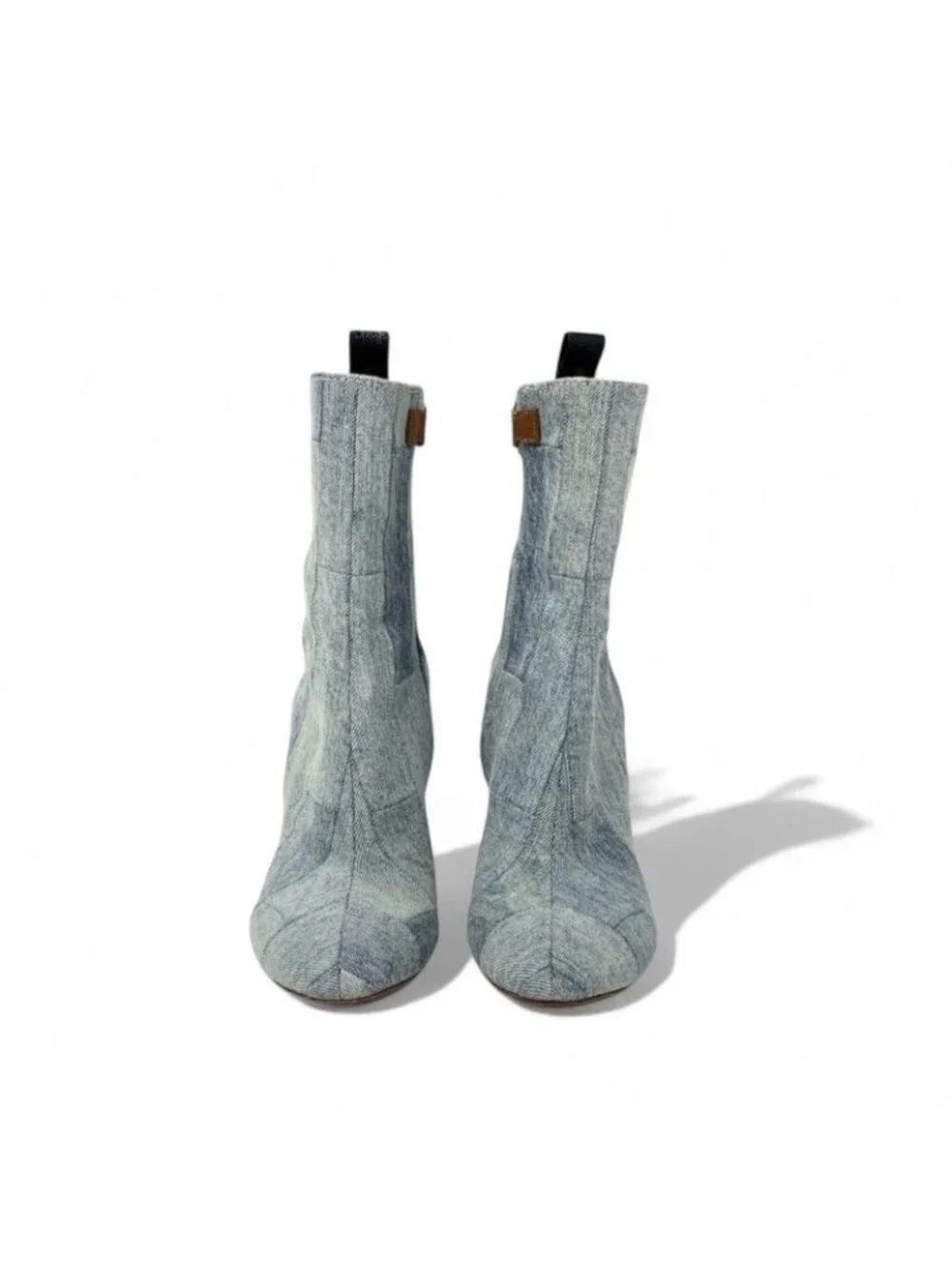 Louis Vuitton Silhouette Line Boots Short Shoes Denim Light Blue Brown - Picture 3 of 10